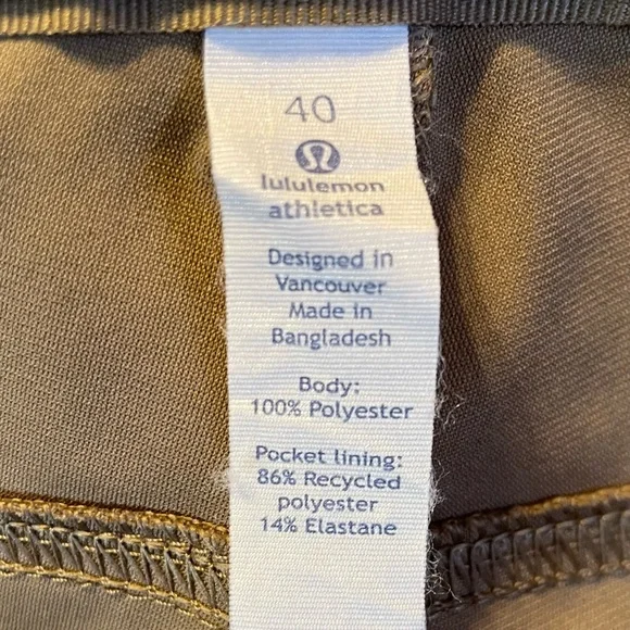 LULULEMON ‘ABC’ Anti Ball Crushing Classic-Fit Pants Brown Artifact Men’s 40 - Picture 12 of 13